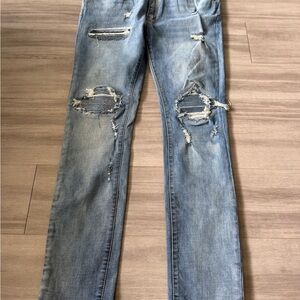 MNML Light Blue Distressed Slim Jeans